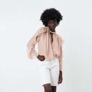 Zara ruffled blouse with bow